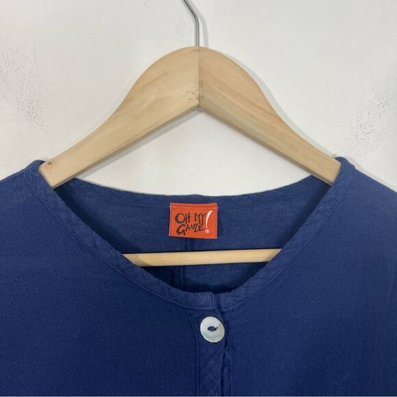 Oh My Gauze! Pico Cotton Royal Blue Button Down Jacket Top Size Small Medium - Picture 5 of 14